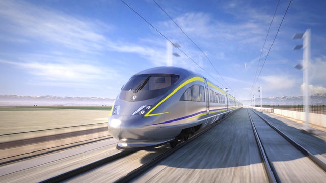 Rendering of a California high-speed rail train 